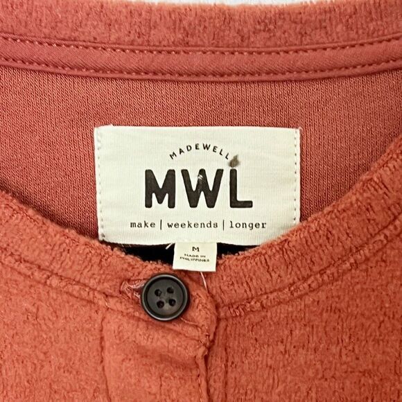 Madewell MWL Rust Cozybrushed Henley Button Pullover Top Relaxed Fit Size M NWT - Picture 5 of 14